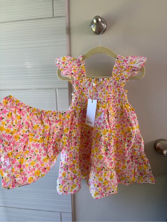 Quince Other - Quince 100% organic cotton poplin smocked dress 18-24 months watercolor ditsy